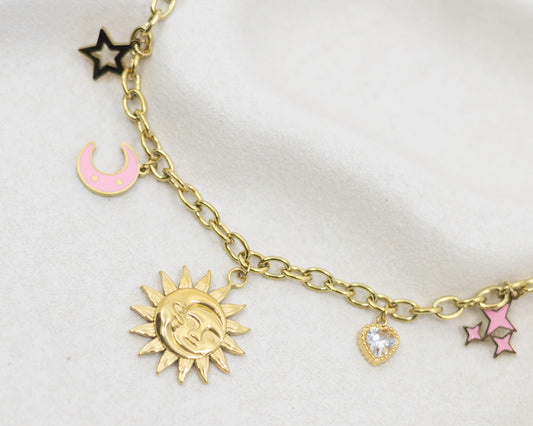 Isabella Necklace - 18K Gold with Pendants