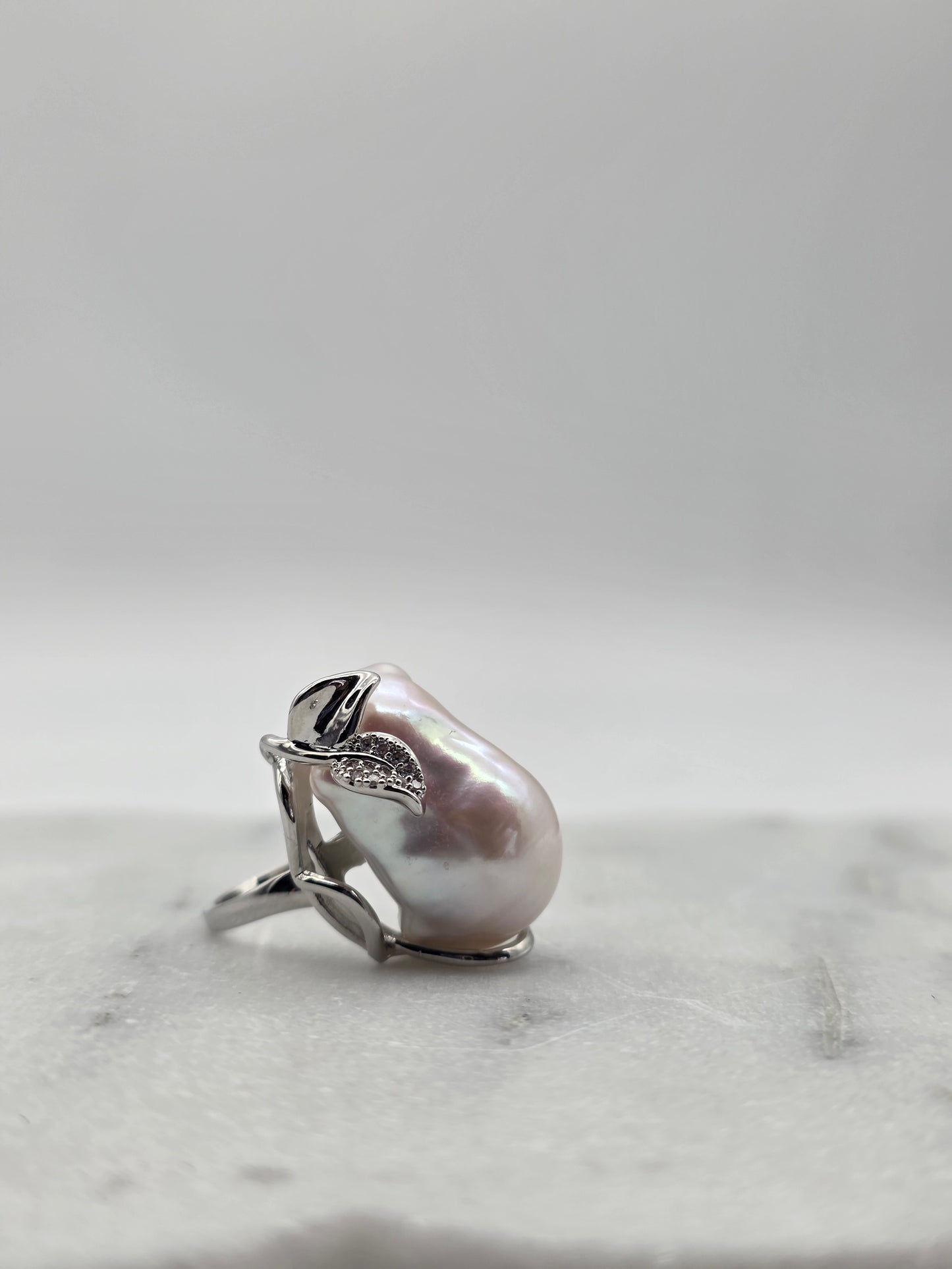 Jaspen Ring - Silver with Freshwater Baroque Pearl