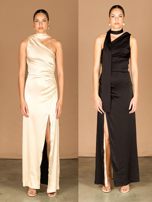 Reversible Jelissa Gown - Black / Champagne