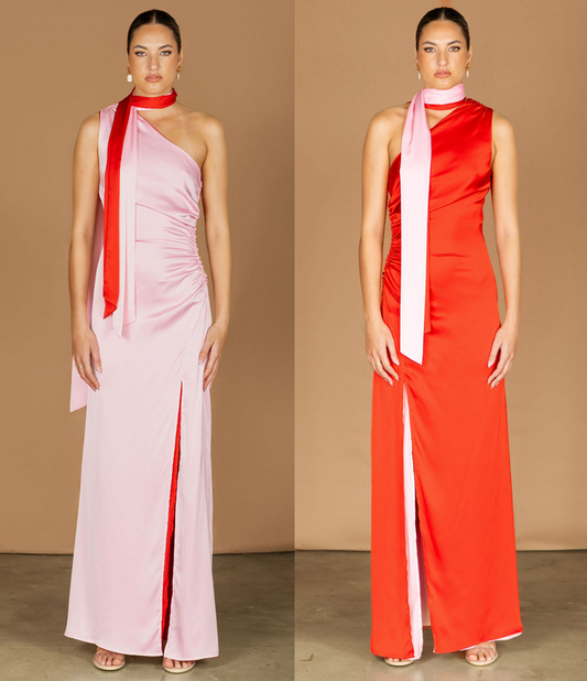 Reversible Jelissa Gown - Soft Pink / Red