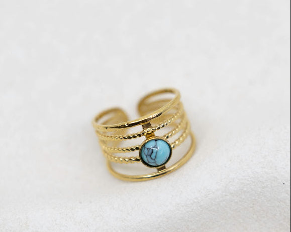 Tara Ring - 18K Gold Adjustable with Turquoise