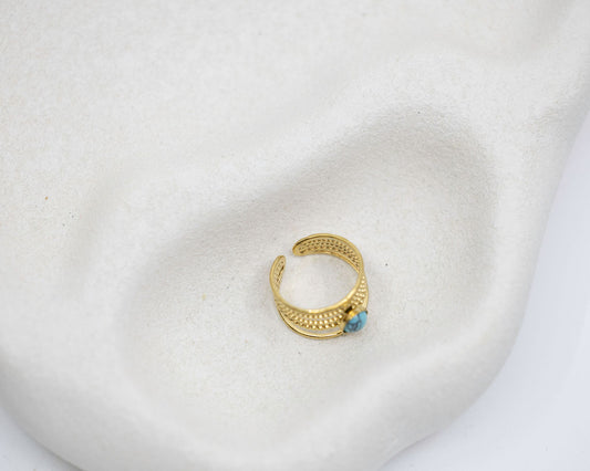 Tara Ring - 18K Gold Adjustable with Turquoise