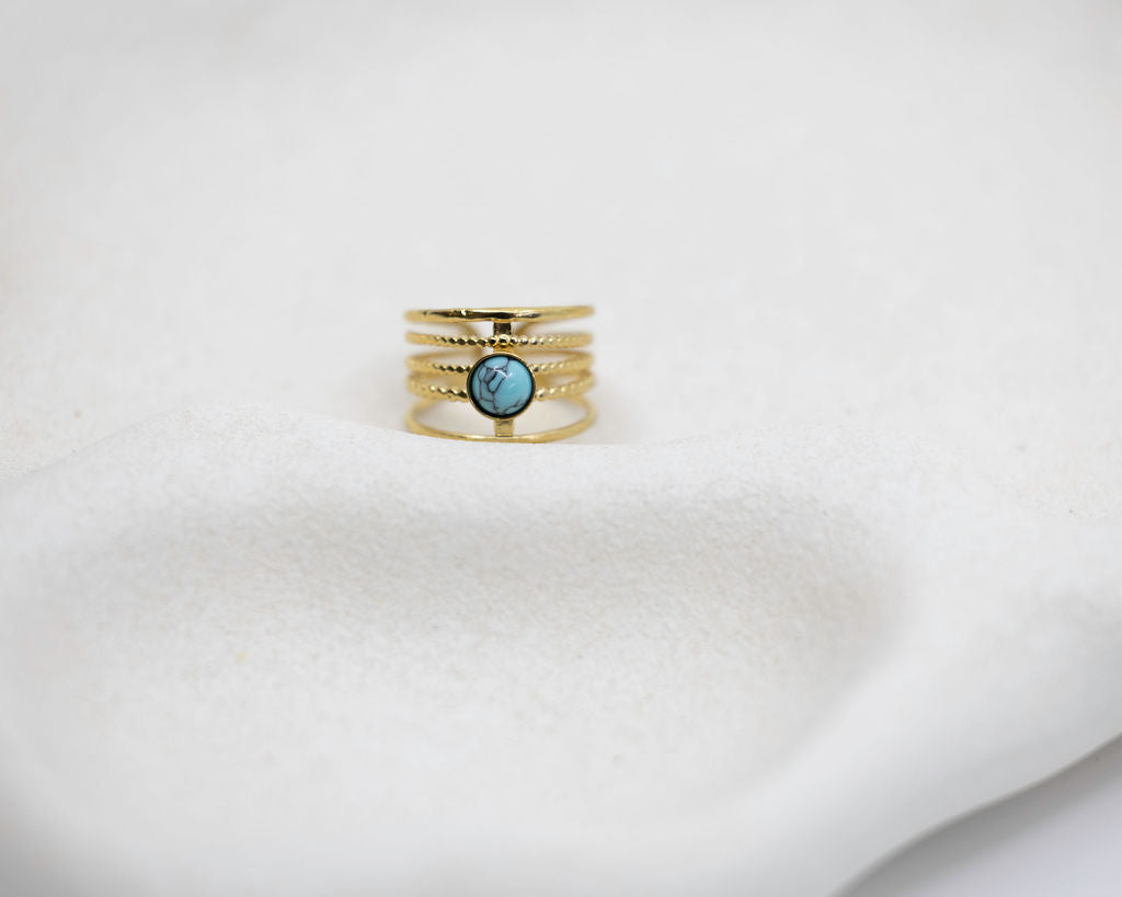 Tara Ring - 18K Gold Adjustable with Turquoise