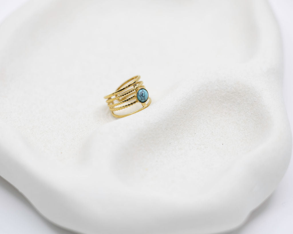 Tara Ring - 18K Gold Adjustable with Turquoise