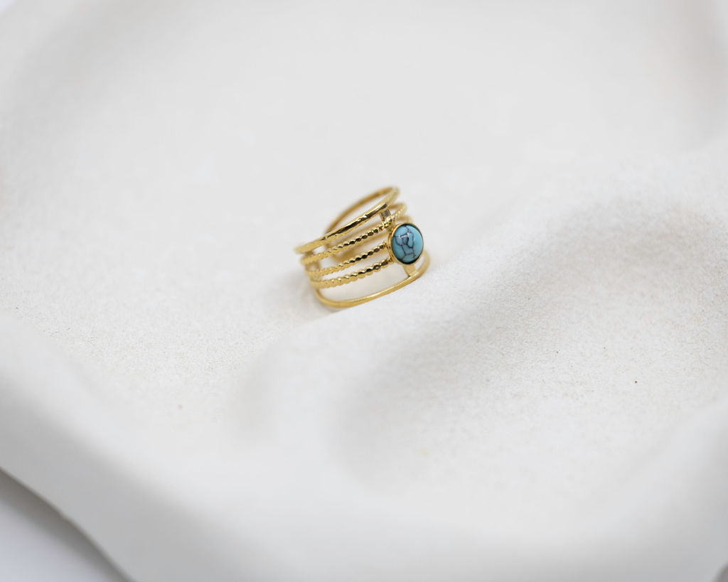 Tara Ring - 18K Gold Adjustable with Turquoise
