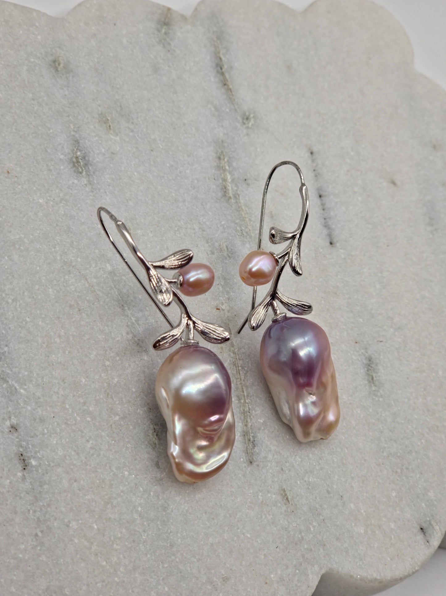 Harmony Earrings - Silver & Multi-coloured Baroque Pearl