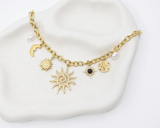 Edie Necklace - 18K Gold with Pendants