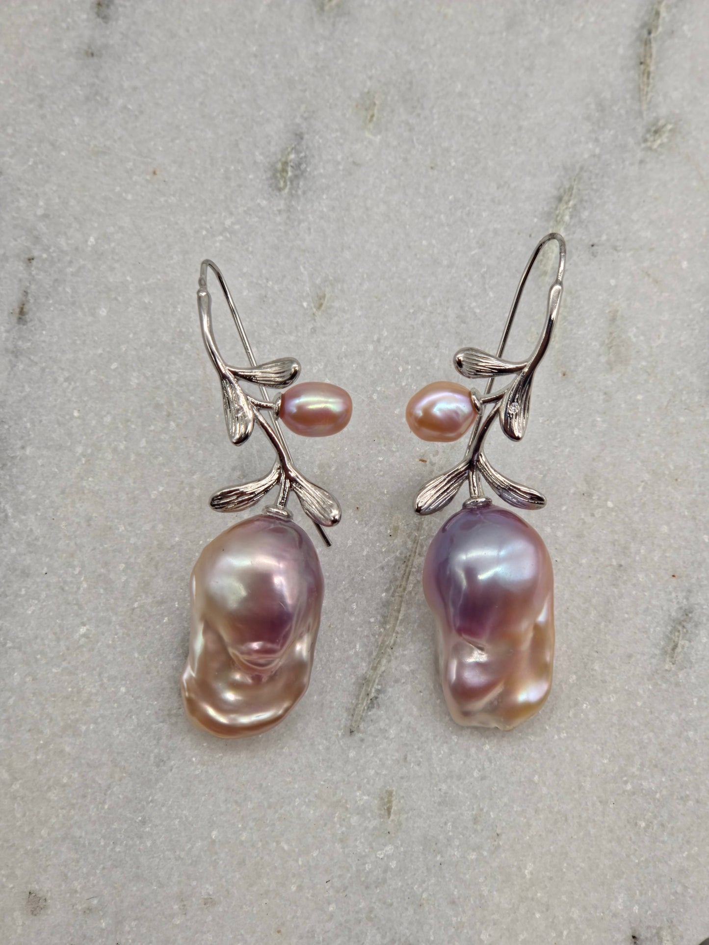 Harmony Earrings - Silver & Multi-coloured Baroque Pearl