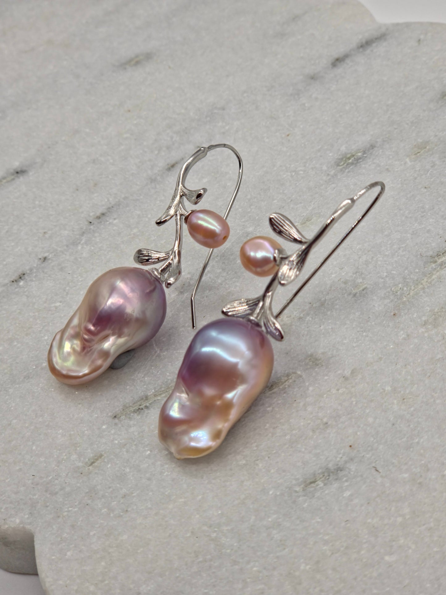 Harmony Earrings - Silver & Multi-coloured Baroque Pearl