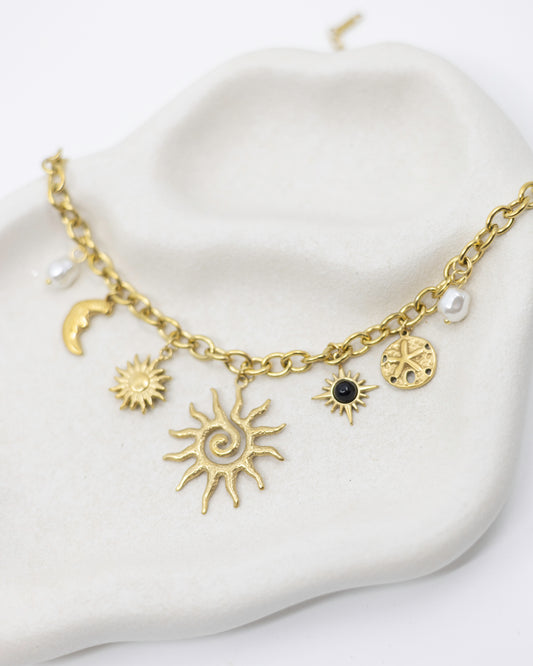 Edie Necklace - 18K Gold with Pendants