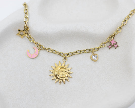 Isabella Necklace - 18K Gold with Pendants